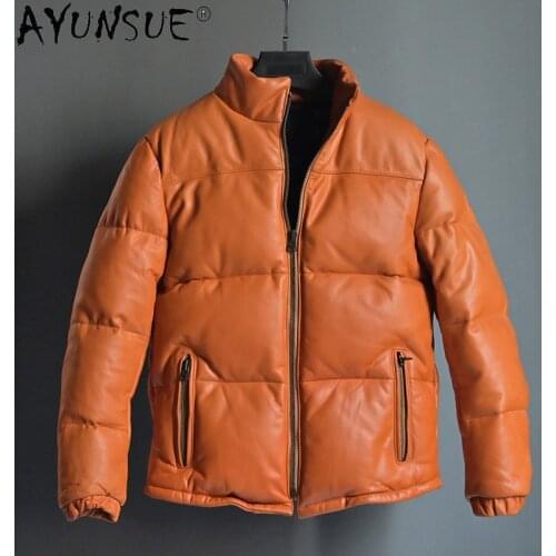 AYUNSUE 100% Real Leather Jacket Men Winter Cowhide Leather Coat Warm Mens Down Jackets Clothes 2020 Vintage High Quality