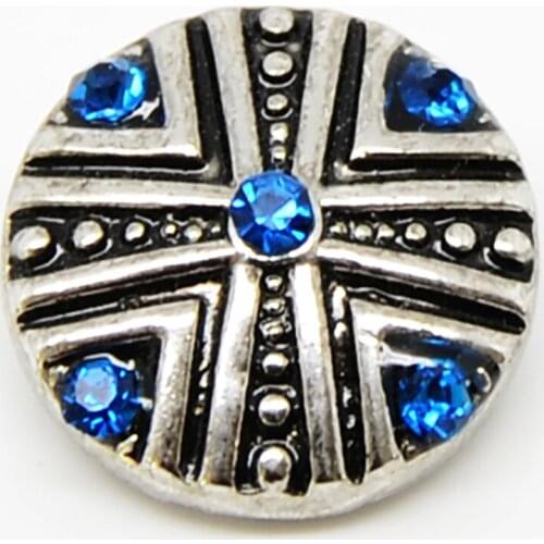 Petal Pattern Round Rhinestone Button Charm For 18MM Leather Bracelet