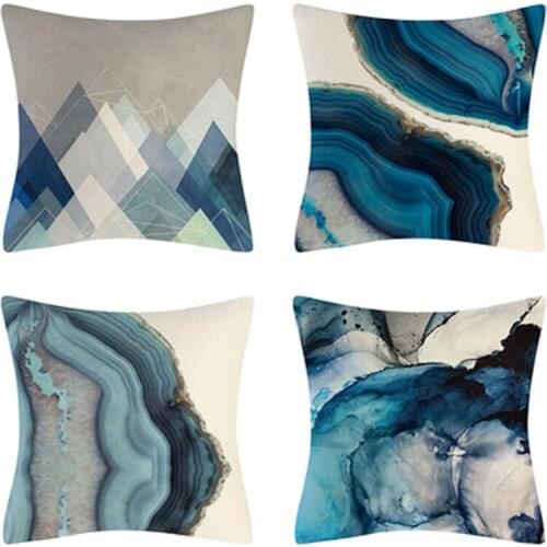 Best Selling New Blue Classic Elegant and Elegant Geometric Pillowcase Bedside Printing Cushion Cover Car Backrest Cover