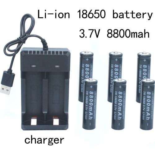 Li-ion.18650 baterias de litio linterna recargable.3.7V.8800mah. para lalinterna.charger.usb.LED light used in toycar
