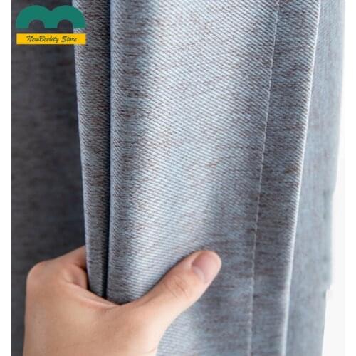 Linen Curtains Pure Color Luxury Jacquard Curtains For Living Room Bedroom Kitchen Tulle Curtain 80-90% blackout Custom Size