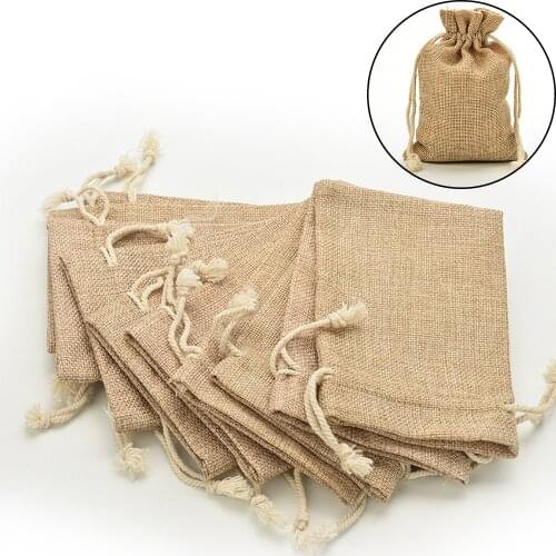6 Sizes Mini Jute Drawstring Burlap Bags Wedding Favors Party Christmas Gift Jewelry Hessian Sack Pouches Packing Storage Bag
