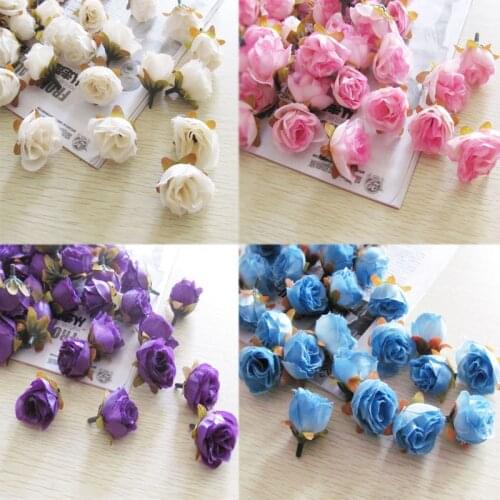 Mnini Tea Rose Head DIY Accessories Artificial Flower Wedding Decor Silk Flowers Home Christmas Decoration Craft