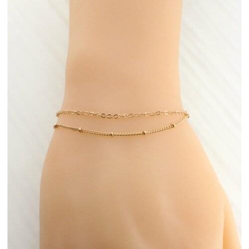 Stainless Steel Dew Layered Bracelet Exquisite Simple Bracelet for Sisters and Friends Double Bracelet