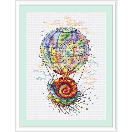 Cross Stitch Kit C1520 Snail Hot Air Balloon Precision Printing Fishxx Handmade Sewing Home Decoration Painting