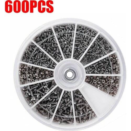 600pcs Mixed Style Screw Nut Professional Repair Glasses Watch Electronics Screw Washer Watch Glasses Screw Set for Repairworker