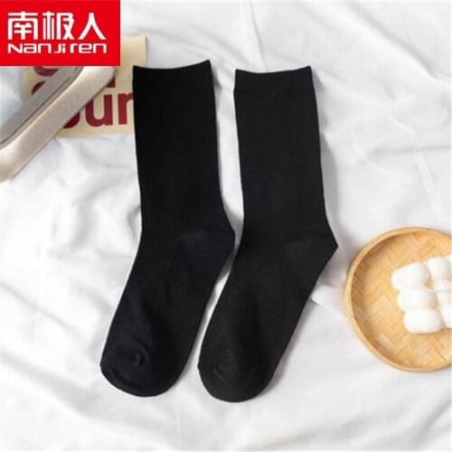 Nanjiren Women Clothing Warm Women Socks Cotton Solid Color School Style Breathable Middle Socks For Girls 10Packs