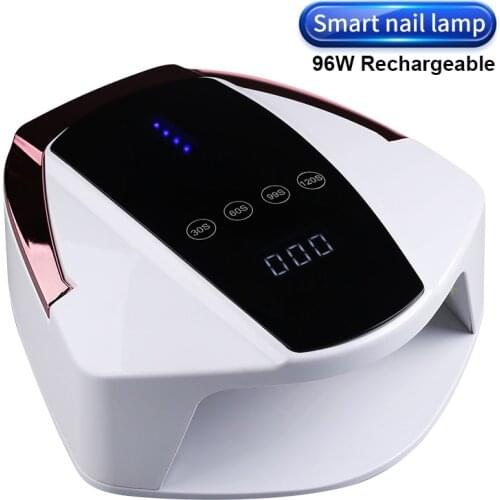 2021 New Rechargeable Nail UV Lamp 96W Nail Oven Wirelss Pedicure Manicure Dryer LED Phototherapy Light Cordless LED Nail Lamp