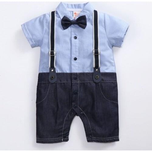 New 2021 Summer Newborn Kids Boys Braces Gentleman Jumpsuits Clothes Baby Boys Rompers Short Sleeve Children Rompers