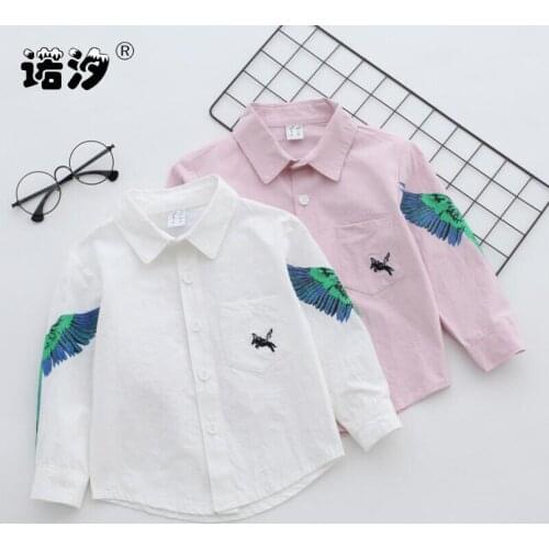 Boys clothes children casual long sleeve shirt 1-5T kids Cotton blouses infant cartoon turn-down collar shirt toddler clothes