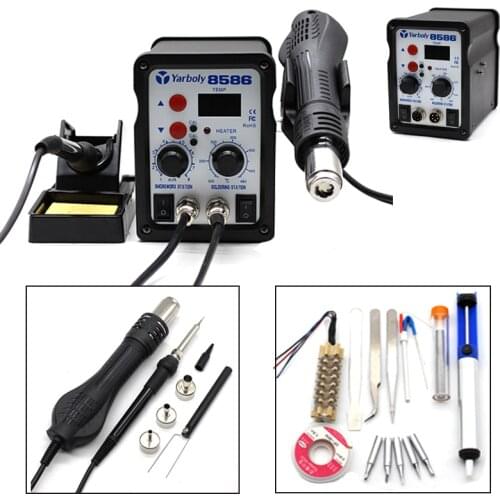 8586 Soldering Station Rework LED Digital Solder Iron Desoldering Station Hot Air Gun Welder