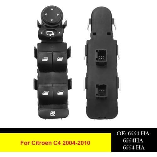 Front Left Side Electric Master Window Mirror Switch Panel 9 Pin For Citroen C4 2004 - 2015 6554.HA 6554HA 6554 HA
