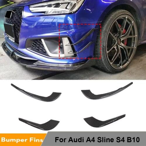 Carbon Fiber Front Bumper Fins Splitters Canards for Audi A4 S-line S4 B10 2019 Front Bumper Splitters Fins Vents Winglets Trims