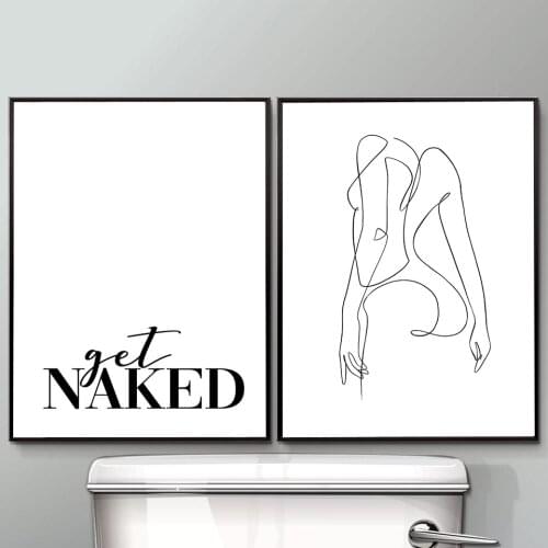 Sexy Woman Body Poster Print Get Naked Quotes Canvas Painting Modern Abstract Minimalist Art For Living Bathroom Home Decoration