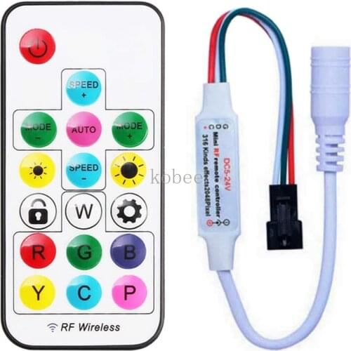 14-Key RF Remote Control 14-Key RGB Wireless Remote Control Mini RF LED Controller DC 5V-24V WS2812 WS2811