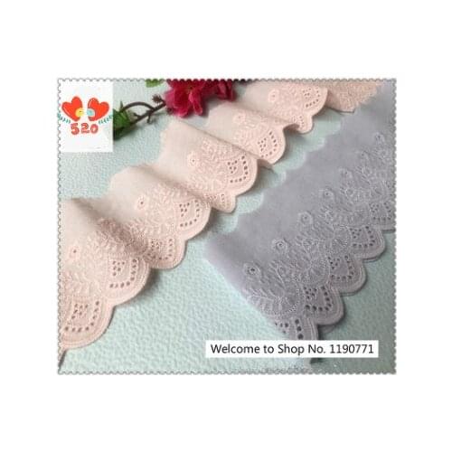 Pink/White Cotton Embroidery Lace Clothing Skirt Home Textile Dress Accessories 10Yards/pack