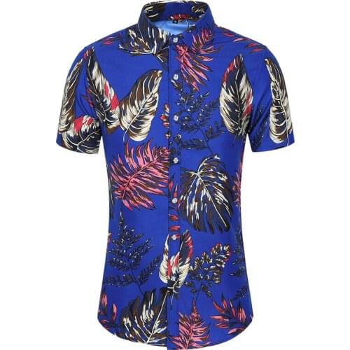 Fashion Korea Design Hawaii Beach Short Sleeve Casual Shirts For Mens Print Blouse Summer Clothing Plus Asian Size 5XL 6XL 7XL