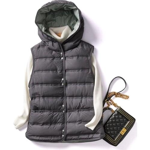 SEDUTMO Winter Ultra Light Thin Vest Duck Down Women Jackets Warm Short Hooded Waistcoat Autumn Casual Slim Parkas ED1695