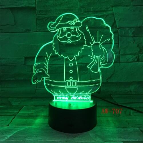 Cute Santa Claus 7 Color Lamp 3D Visual Led Night Lights For Kids Touch Usb Table Lampara Lamp Baby Sleeping Nightlight G AW-707