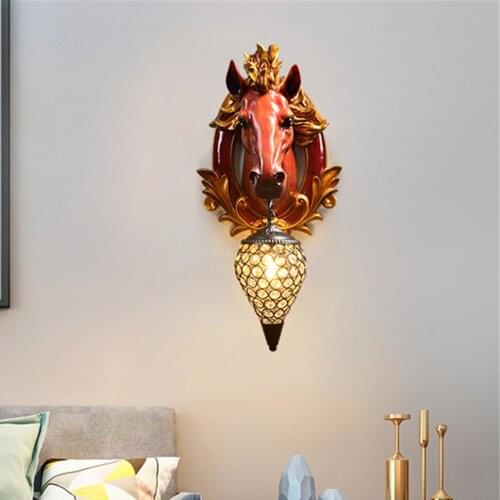 Modern LED Horse Resin Wall Lamp for Bedroom Creative Living Room Holiday Home Wall Sconce Lamp Kitchen Indoor Lighting Fixtures