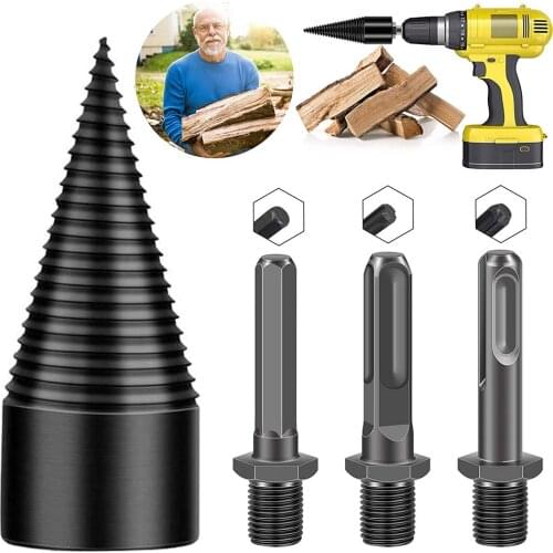 Hex Shank Firewood Splitter Machine Drill Wood Cone Reamer Punch Driver Step Drill Bit Split Drilling Tools woodworking tools