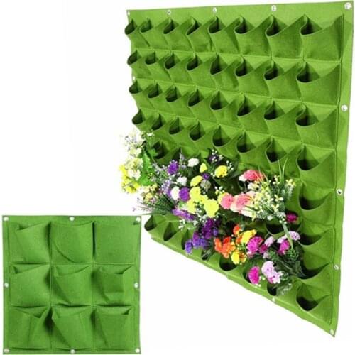 18/36/49 Pockets Hanging Green Grow Bag Planter Vertical Garden Vegetable Living Garden Bag Planter Growing Bags Flowers Supply