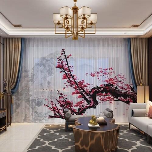 Floral Sky Birds 3D Customized Photo Curtains Drape Panel Sheer Tulle For Living Room Window Door Kitchen Bedroom