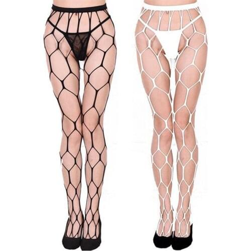 Occident Rear Wide Pantyhose Sexy Elastic Stockings Large Mesh Fishnet Stockings Perspective Tights Nylon Shaping Pantyhose New
