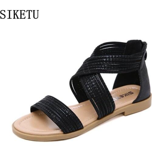 SIKETU summer wild Rome simple sandals women flat shoes students casual womens shoes low heel non-slip womens sandals