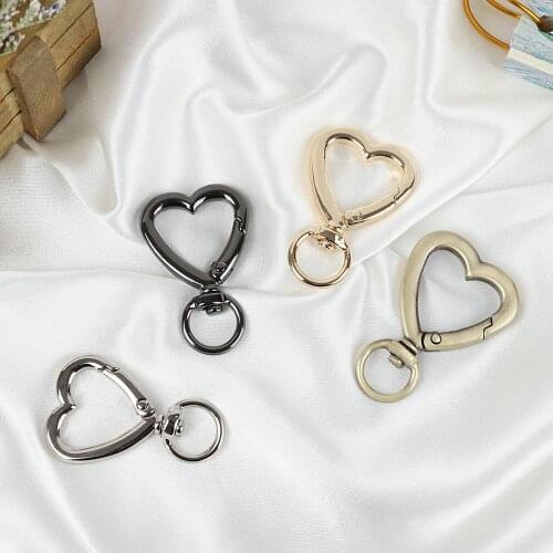 1PC Spring Rings Heart Buckles Clips Zinc Alloy Plated Carabiner Purses Handbags Round Push Trigger Snap Hooks Bags Accessories