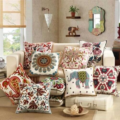 18'' Embroidery 100% Cotton Pillow Case,Creative For Home,square Pillow Cushions, Gifts For New House