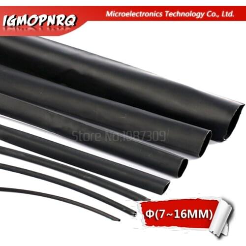 2 Meters Heat shrinkable tube 7mm 8mm 9mm 10mm 11mm 12mm 13mm 14mm 15mm 16mm iGMOPNRQ Black Insulation Sleeve