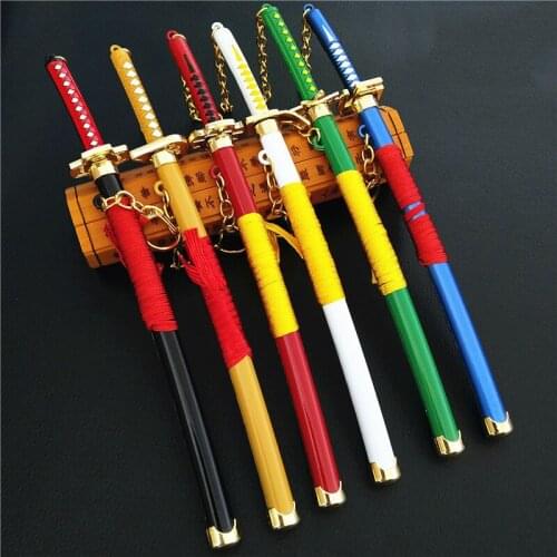 22cm Anime Sword Keychain Buckle with Toolholder Scabbard Collectible Alloy Figure Model Zoro Uchiha Ninja Sword Pendant Toys