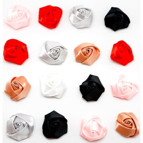 4cm 10pcs/lot Silk Flower Mini Rosette For Home Wedding Party Ribbon Cake Clothing Decoration Scrapbooking DIY Crafts Supplies