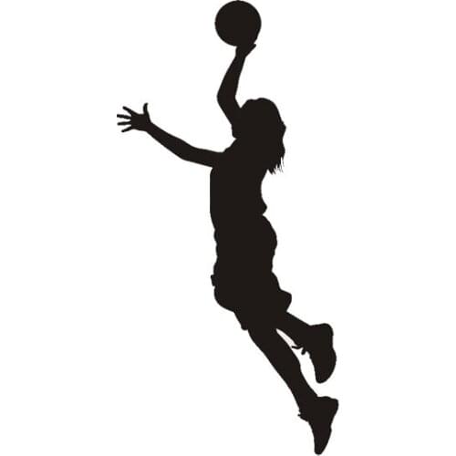 7*14.3CM Stylish Womens Basketball Player Shooting A Vinyl Car Sticker Surface Black/Silver C7-0218