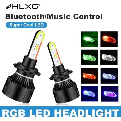 Car led lights 15000LM RGB H7 H4 H11 LED Headlight H9 9005 9006 HB3 HB4 6000K led Auto Car Headlight Bulbs 12V LED Bulbs hlxg