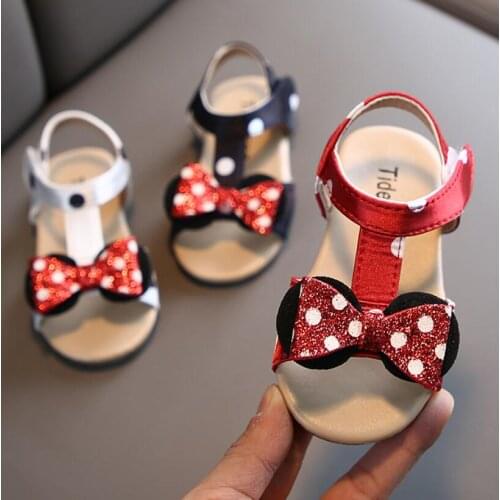 Kids Sandals Girls Bow Dot Flat Heel Beach Sandals Children Sandal For Girls Princess Casual Shoes