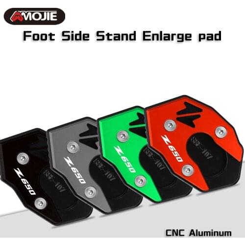 For KAWASAKI Z650 2017 2018 2019 2021 Z650 Motorcycle CNC Foot Side Stand Pad Plate Kickstand Enlarger Support Extension