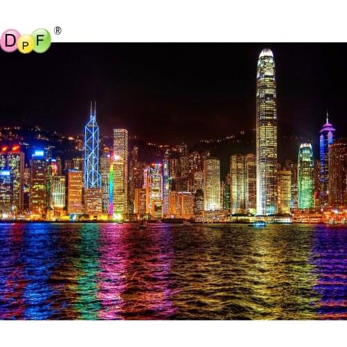 DPF diamond painting cross stitch Prosperous city DIY full square diamond embroidery mosaic home decor gifts kits handwork