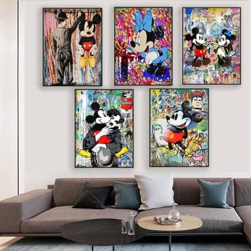 Graffiti Wall Art Canvas Painting Classic Anime Movie Nordic Wall Pictures Disney Poster Prints Mickey Mouse Boy Girl Room Decor