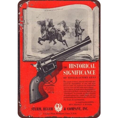 HomDeo Metal Signs Tin Sturm Ruger & Company .357 Magnum Blackhawk Reproduction 8 x 12 Novelty Wall Decor Tin Sign