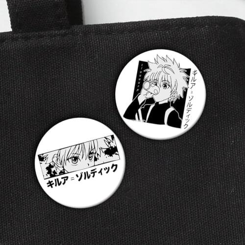 Hunter X Hunter Brooch Badge Anime Cartoon Figure GON Killua Kurapika Leorio Round Metal Display Brooches Pins Jewelry