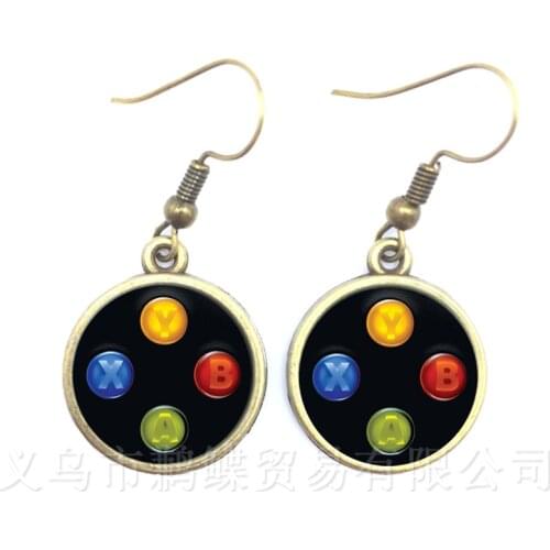 Creative Jewelry Art Picture Drop Earrings Geeky Perfect Gift Idea Men Video Game Controller Women 16mm Glass Dome Earrings