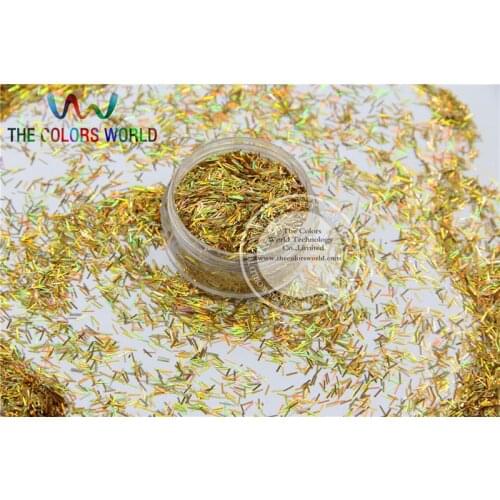 Laser Holographic Gold Colors Strip short bar shape Glitter for Nail Art and DIY supplies1pack=50g