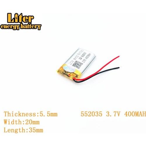 Liter energy battery 3.7V 400mAh 552035 plug Lithium Polymer Rechargeable Battery For MP3 MP4 MP5 Lithium polymer battery