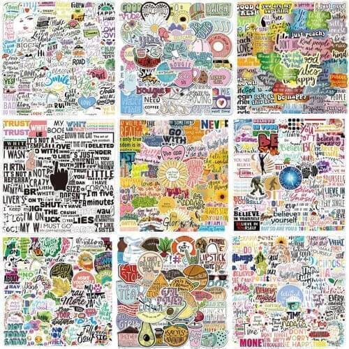 50PCS Inspirational Phrase Graffiti Stickers Luggage Laptop Trolley Computer Stickers Waterproof Guitar Stickers Wholesale