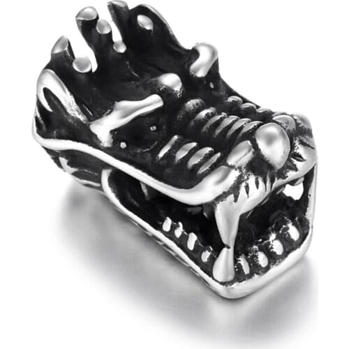 Stainless Steel Dragon Head Spacer Bead Polished 3mm Hole Metal Beads Charms for DIY Bracelet Jewelry Making Accessories