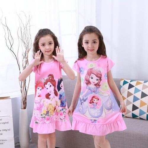 New Frozen Anna Elsa Princess Girl Dress Nightdress Baby Pajamas Cotton Nightgown Kids Home Dress Kids Summer Sleepwear