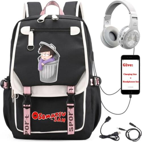 Anime Osomatsu San backpack student School book Bag Unisex Travel Backpack USB Charging teenagers Laptop packsack