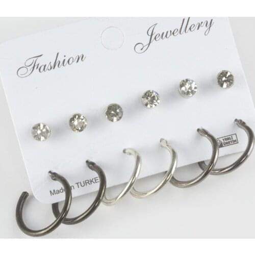 12'li Cubic Zirconia Hoop Earrings (2 CM)